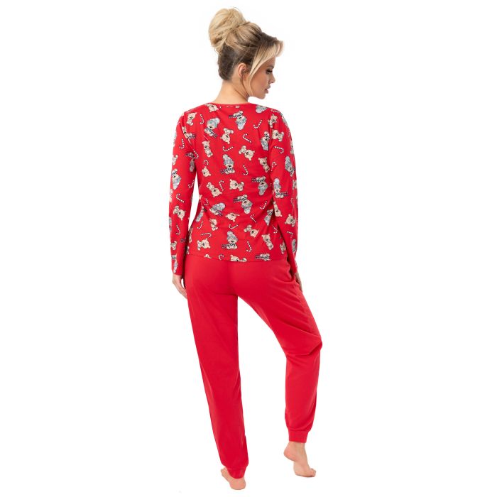 PIŻAMA DAMSKA BEAR LONG RED