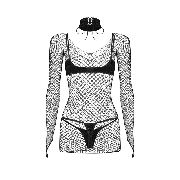 KOMPLET SASHALLA 4-PCS SET SUKIENKA, BIUSTONOSZ, STRINGI I CHOKER