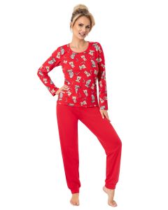 PIŻAMA DAMSKA BEAR LONG RED