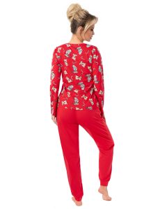 PIŻAMA DAMSKA BEAR LONG RED