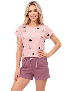 PIŻAMA SNOWMAN SHORT PLUM 