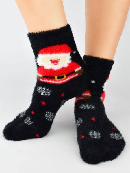 SKARPETY DAMSKIE PUCHATE XMAS MIKOŁAJ SB090-W-01