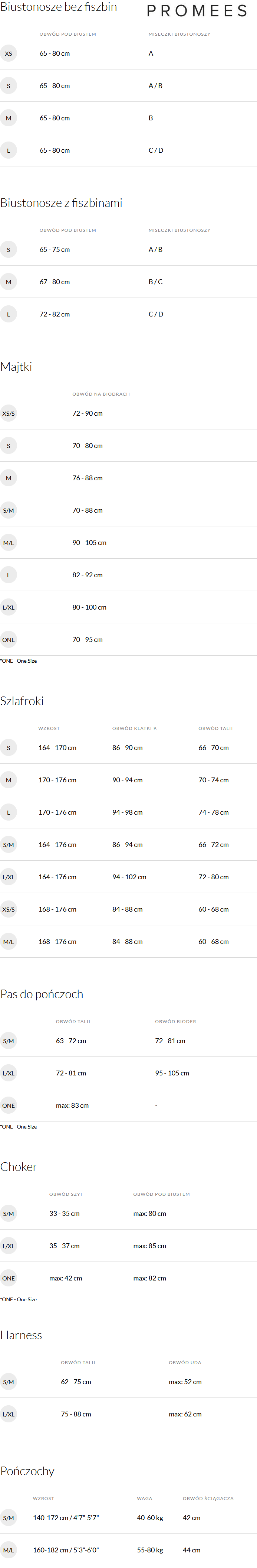 Tabela rozmiarów